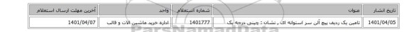 تامین یک  ردیف پیچ آلن سر استوانه ای , نشان : چینی درجه یک