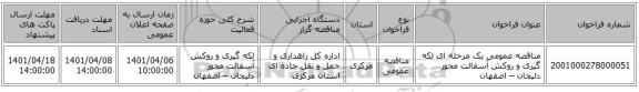 مناقصه، مناقصه عمومی یک مرحله ای لکه گیری و روکش آسفالت محور دلیجان – اصفهان