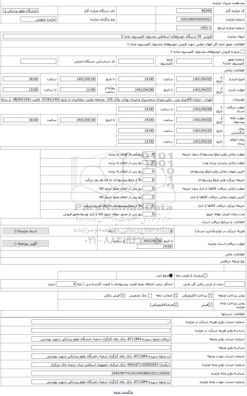 مزایده ، فروش 34 دستگاه خودروهای سواری اسقاطی مشمول کمیسیون ماده 2