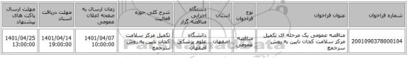 مناقصه، مناقصه عمومی یک مرحله ای تکمیل مرکز سلامت کجان نایین  به روش سرجمع