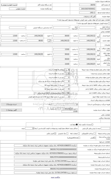 مزایده ، آهن آلات و ضایعات