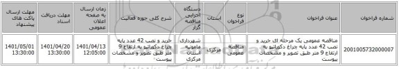 مناقصه، مناقصه عمومی یک مرحله ای خرید و نصب 42 عدد پایه چراغ دکوراتیو به ارتفاع 9 متر طبق تصویر و مشخصات پیوست