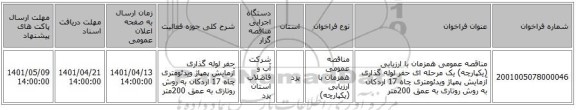 مناقصه، مناقصه عمومی همزمان با ارزیابی (یکپارچه) یک مرحله ای حفر لوله گذاری آزمایش پمپاژ ویدئومتری چاه 17 اردکان به روش روتاری به عمق 200متر