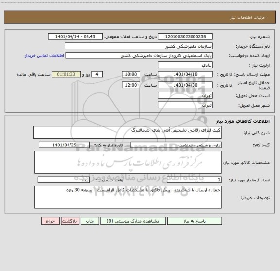 استعلام کیت الیزای رقابتی تشخیص آنتی بادی اشمالنبرگ