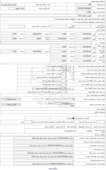 مزایده ، فروش محصولات گرگان