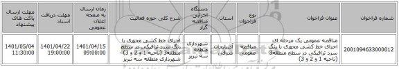 مناقصه، مناقصه عمومی یک مرحله ای  اجرای خط کشی محوری با رنگ سرد ترافیکی در سطح منطقه3 (ناحیه 1 و 2 و 3)