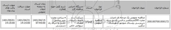 مناقصه، مناقصه عمومی یک مرحله ای احداث مخزن 200مترمکعبی و فنس کشی و راه دسترسی روستای منوچهر شهرستان درگزین