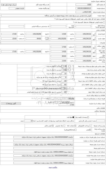 مزایده ، فروش ماده معدنی سرب و روی معدن خانه سورمه  اصفهان در پارتی  4,000 تنی ماده معدنی با عیار روی متوسط 4/7 درصد و عیار سرب