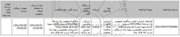 مناقصه، فراخوان ارزیابی کیفی مناقصه عمومی یک مرحله ای1401/08شماره گذاری،تهیه نقشه ها وایجاد پایگاه داده،پایش وهمچنین تهیه یک دستگاه تست تله های بخار