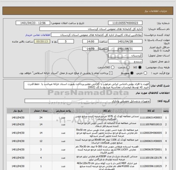 استعلام الویت با افراد بومی.اجناس ایرانی مرغوب با گارانتی معتبر.پرداخت بصورت اسناد خزانه میباشد با  حفظ قدرت خرید که توسط ذیحساب محاسبه میشود.با کد (002)