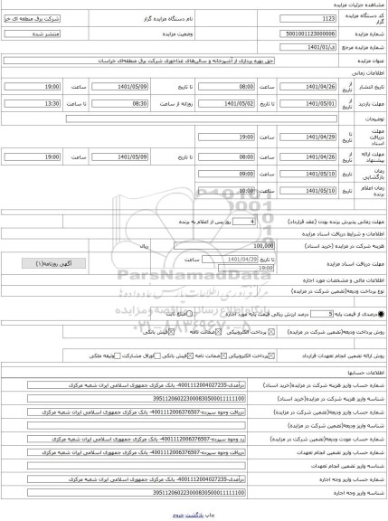 مزایده ، حق بهره برداری از آشپزخانه و سالن‌های غذاخوری شرکت برق منطقه‌ای خراسان