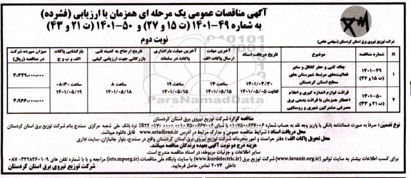 مناقصه چاله کنی و حفر کانال و سایر فعالیت های مرتبط .... - نوبت دوم