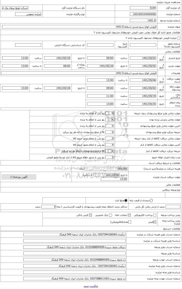 مزایده ، فروش 50 تن انواع سیم مسی اسقاط