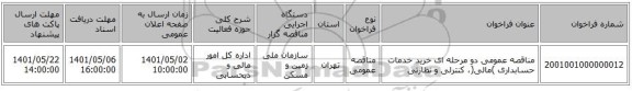 مناقصه، مناقصه عمومی دو مرحله ای خرید خدمات حسابداری )مالی(، کنترلی و نظارتی