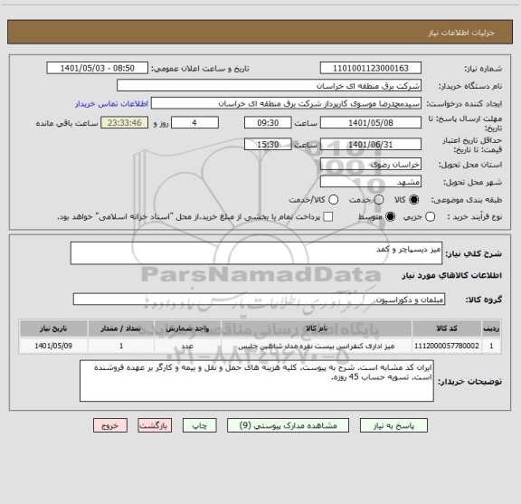 استعلام میز دیسپاچر و کمد