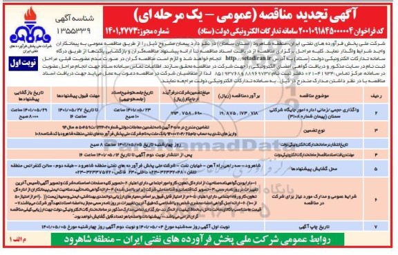 مناقصه واگذاری حجمی، زمانی اداره امور جایگاه شرکتی