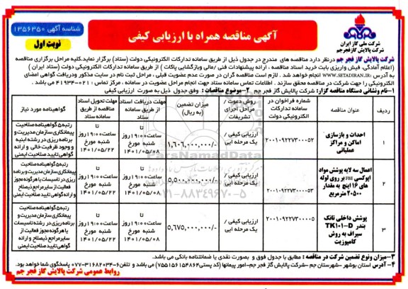 مناقصه احداث و بازسازی اماکن و مراکز عملیاتی.....