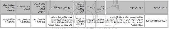 مناقصه، مناقصه عمومی یک مرحله ای پروژه مقاوم سازی ،ایمن سازی رنگ آمیزی و تعمیرات مورد نیاز پلهای عابر پیاده در سطح منطقه