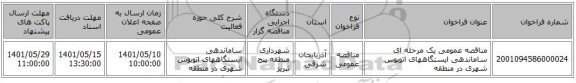 مناقصه، مناقصه عمومی یک مرحله ای ساماندهی ایستگاههای اتوبوس شهری در منطقه