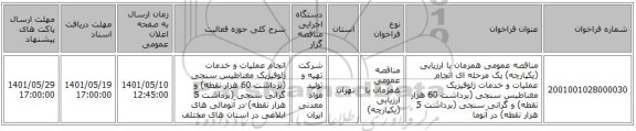 مناقصه، مناقصه عمومی همزمان با ارزیابی (یکپارچه) یک مرحله ای انجام عملیات و خدمات ژئوفیزیک مغناطیس سنجی (برداشت 60 هزار نقطه) و گرانی سنجی (برداشت 5 هزار نقطه) در آنوما