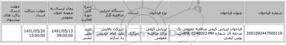 مناقصه، فراخوان ارزیابی کیفی مناقصه عمومی یک مرحله ای شماره RNL-0148002-MHخرید پوتین ایمنی