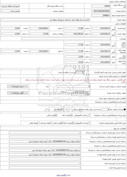 مزایده ، اجاره دو ساله بوفه داخل ساختمان شهرداری منطقه دو