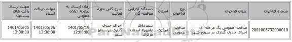 مناقصه، مناقصه عمومی یک مرحله ای اجرای جدول گذاری در سطح شهر