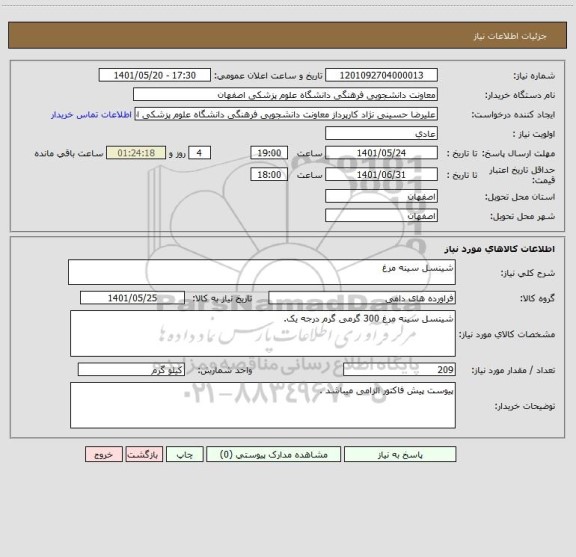 استعلام شینسل سینه مرغ