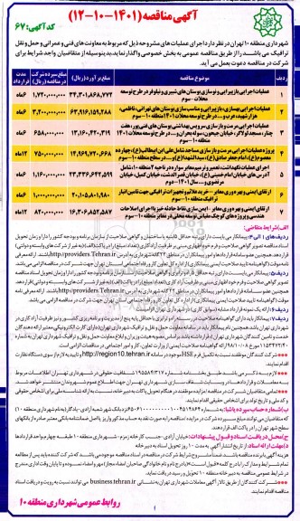 مناقصه عملیات اجرایی بازپیرایی و نوسازی بوستان های... 