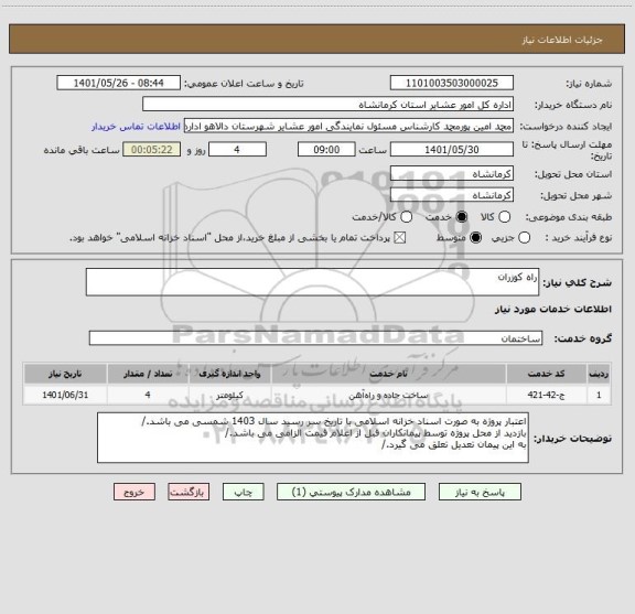 استعلام راه کوزران