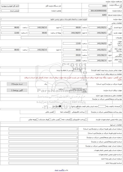 مزایده ، مزایده مجدد ساختمان هنرستان سابق نرجس خاتون