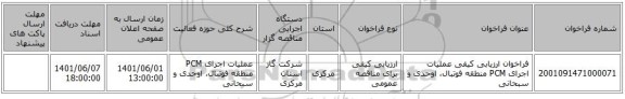 مناقصه، فراخوان ارزیابی کیفی  عملیات اجرای PCM منطقه فوتبال، اوحدی و سبحانی