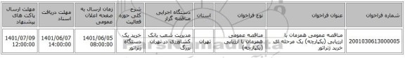 مناقصه، مناقصه عمومی همزمان با ارزیابی (یکپارچه) یک مرحله ای خرید ژنراتور