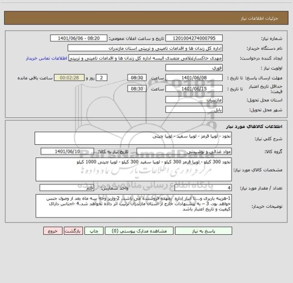 استعلام نخود - لوبیا قرمز - لوبیا سفید - لوبیا چیتی