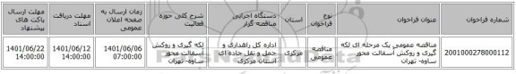 مناقصه، مناقصه عمومی یک مرحله ای لکه گیری و روکش آسفالت محور ساوه- تهران