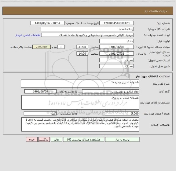 استعلام هندوانه شیرین و درجه1