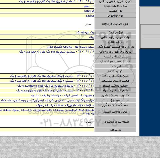 مزایده, مزایده واگذاری مدیریت اجرایی کارخانه لینترگیری بذر پنبه شهرستان کاشمر