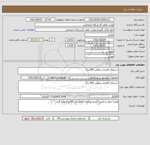 استعلام دستمال کاغذی سافتلن 300 برگ