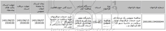 مناقصه، مناقصه عمومی یک مرحله ای خرید خدمات مراقبتهای اولیه سلامت در حاشیه شهر آق قلا،کردکوی و...