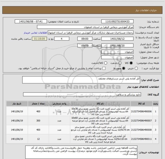 استعلام آتل آماده پلی استر درسایزهای مختلف