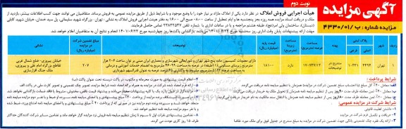 مزایده املاک مازاد-  نوبت دوم