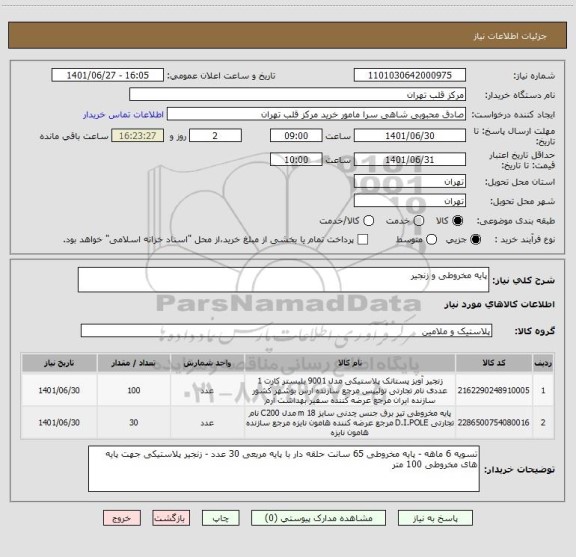 استعلام پایه مخروطی و زنجیر