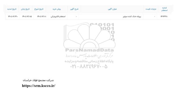 تمدید استعلام پروانه خنک کننده موتور