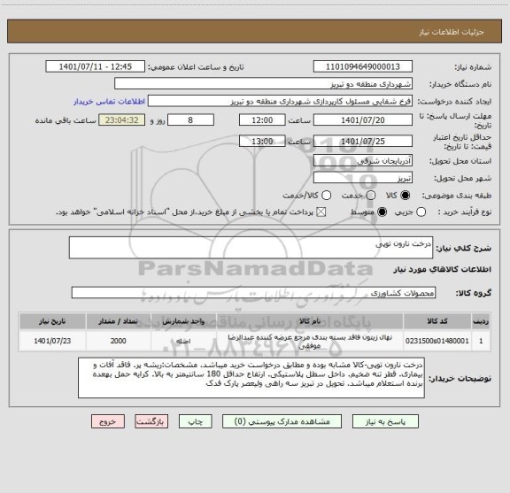 استعلام درخت نارون توپی