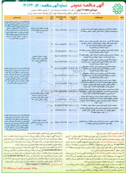 مناقصه عملیات بازگشایی و بهسازی منهول ...