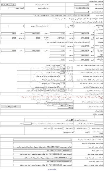 مزایده ، اقلام GRP طبق مسخصات پیوست