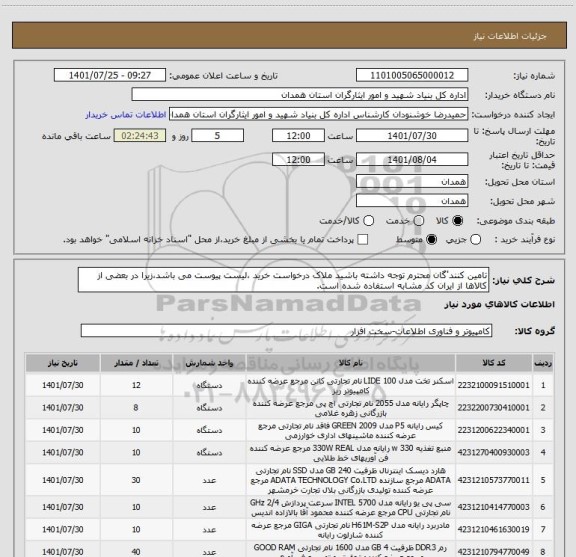 استعلام تامین کنند'گان محترم توجه داشته باشید ملاک درخواست خرید ،لیست پیوست می باشد،زیرا در بعضی از کالاها از ایران کد مشابه استفاده شده است.