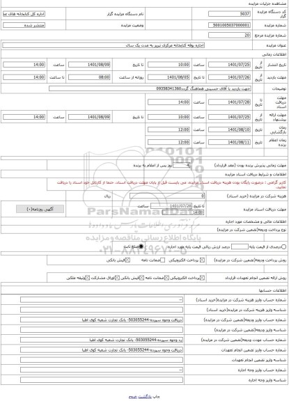 مزایده ، اجاره بوفه کتابخانه مرکزی تبریز به مدت یک سال