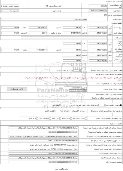 مزایده ، مغازه میدان بهمن