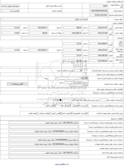 مزایده ، اجاره 2 باب مغازه